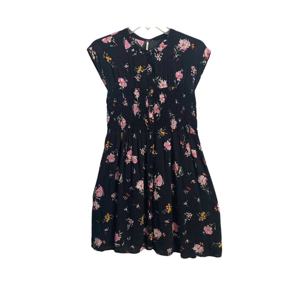Free People Greatest Day Floral‎ Smocked Button Mini Dress Size Small